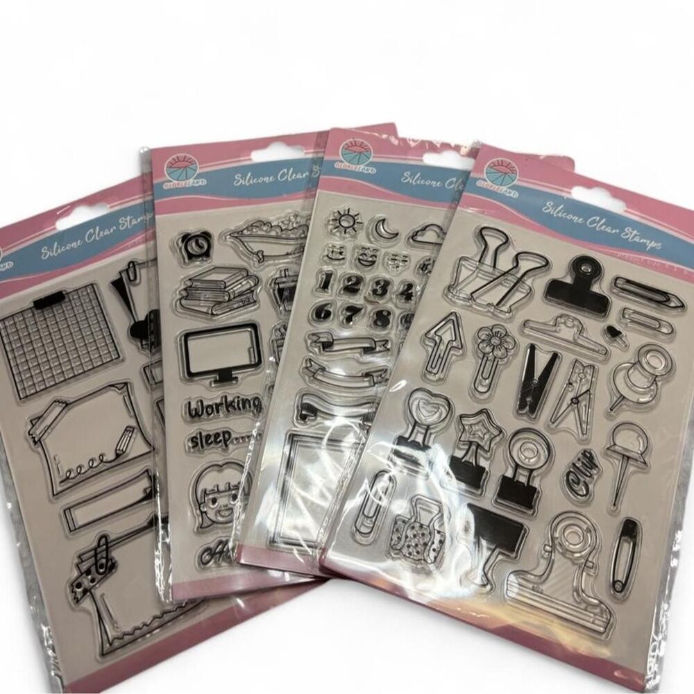 GLOBELAND Silicone Clear Stamps Lot of 4 Craft Stamp Sets